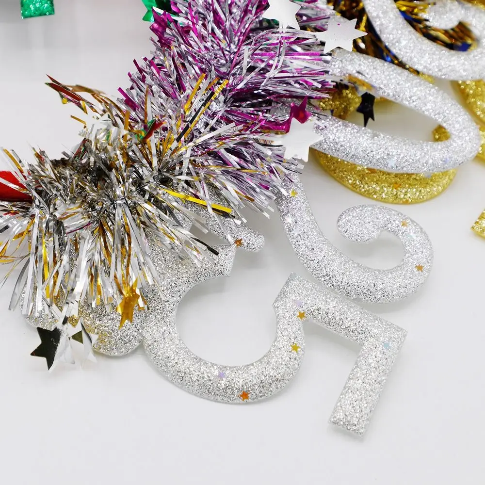 Sequin 2025 Happy New Year Headband Letter Plastic Christmas Headpiece Masquerade Party Photographic Headwear New Year Headdress