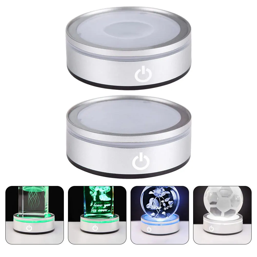 

2Pcs LED Crystal Ball Light Base with Touch Control Colorful Glowing Stand for Glass Art Display Elegant Mood Lighting Holder