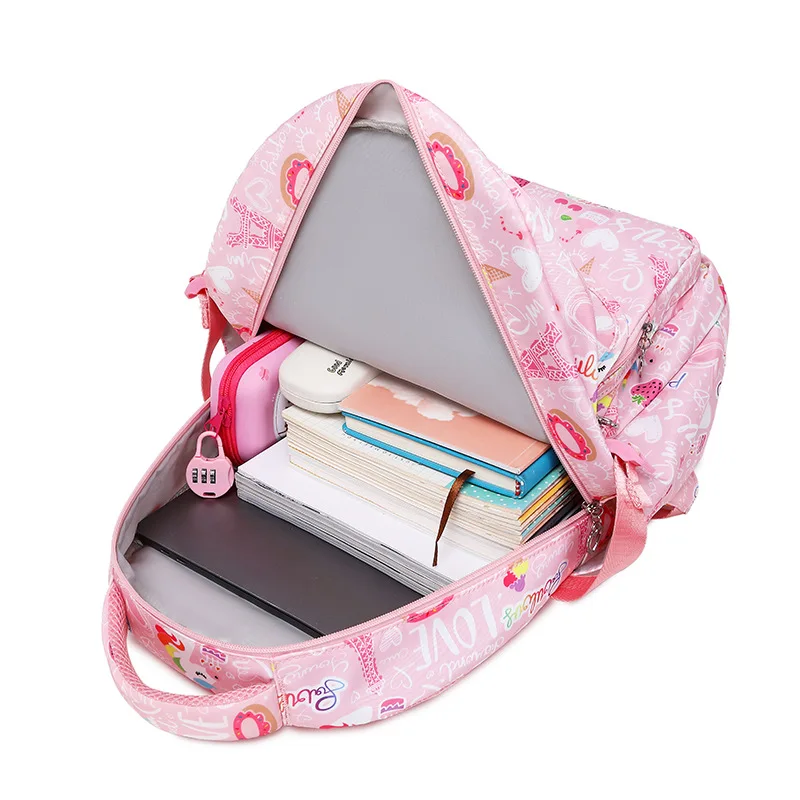 3 Pcs/Set School Bags for Teenage Girls Waterproof School Backpack Students Kids Schoolbag Child With Pencil Case Lunch box