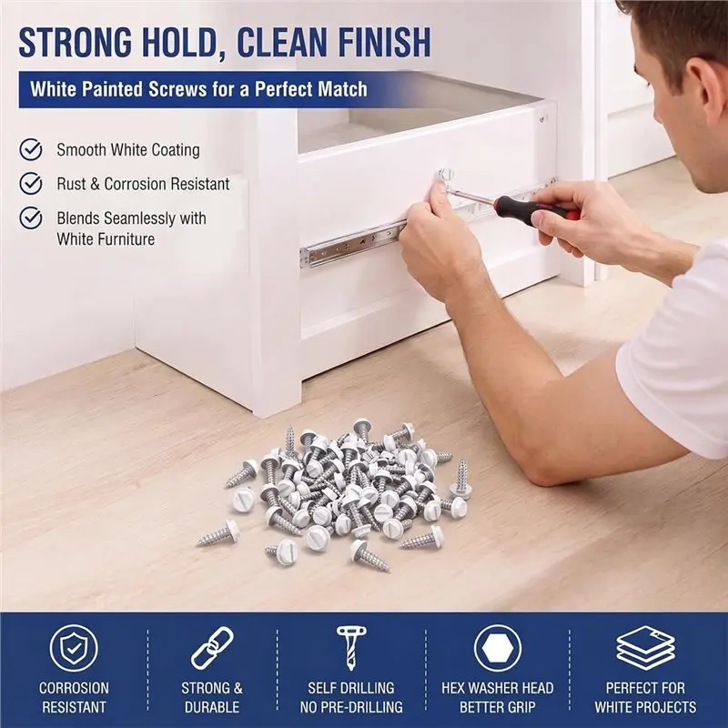 BAAR-For Roofing, Siding Screws- 200 Pack 8 X 1/2