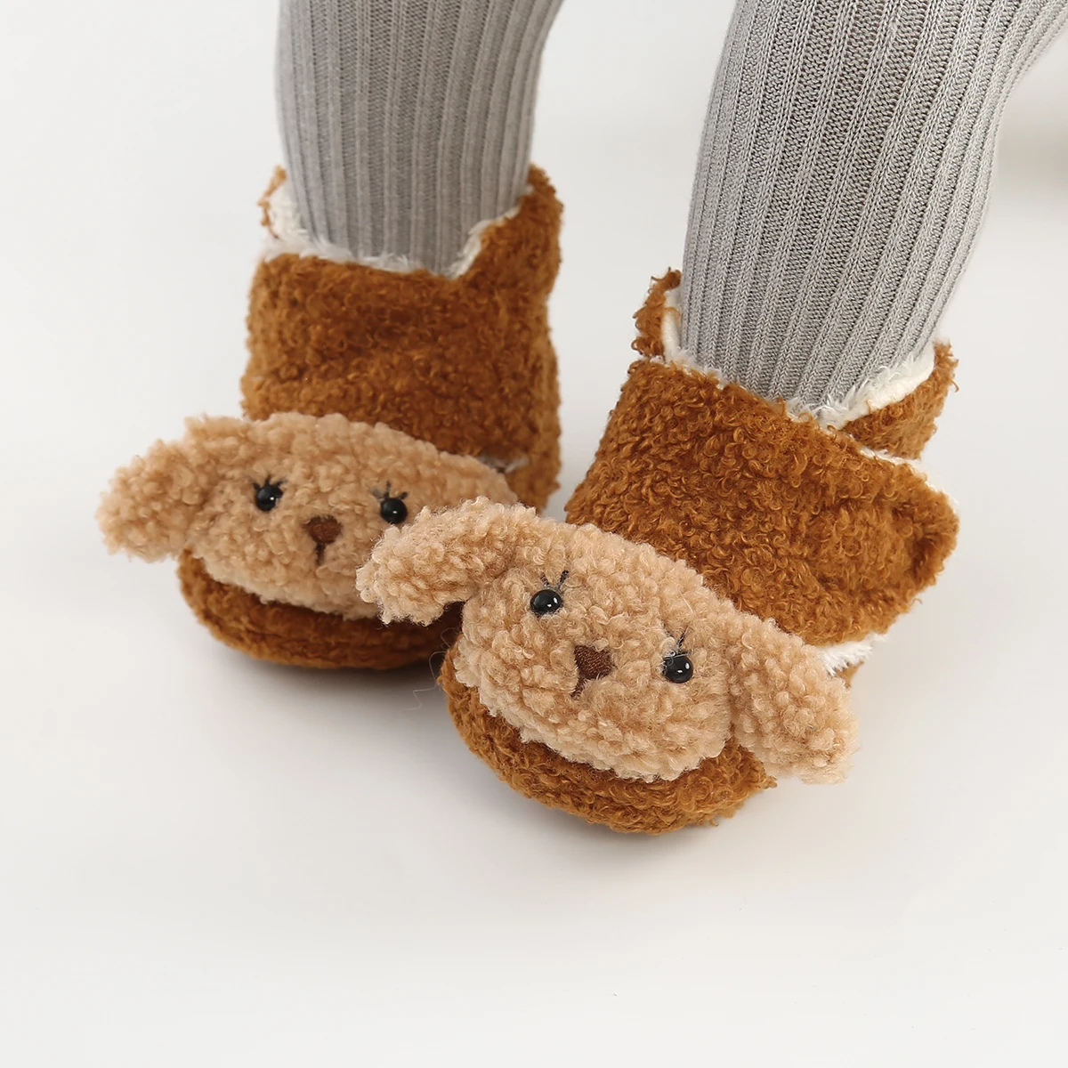 Newborn Baby Boys Girls Cozy Fleece Booties with Grippers Stay On Slipper Socks Infant Toddler Crib Winter Shoes for Boys Girls