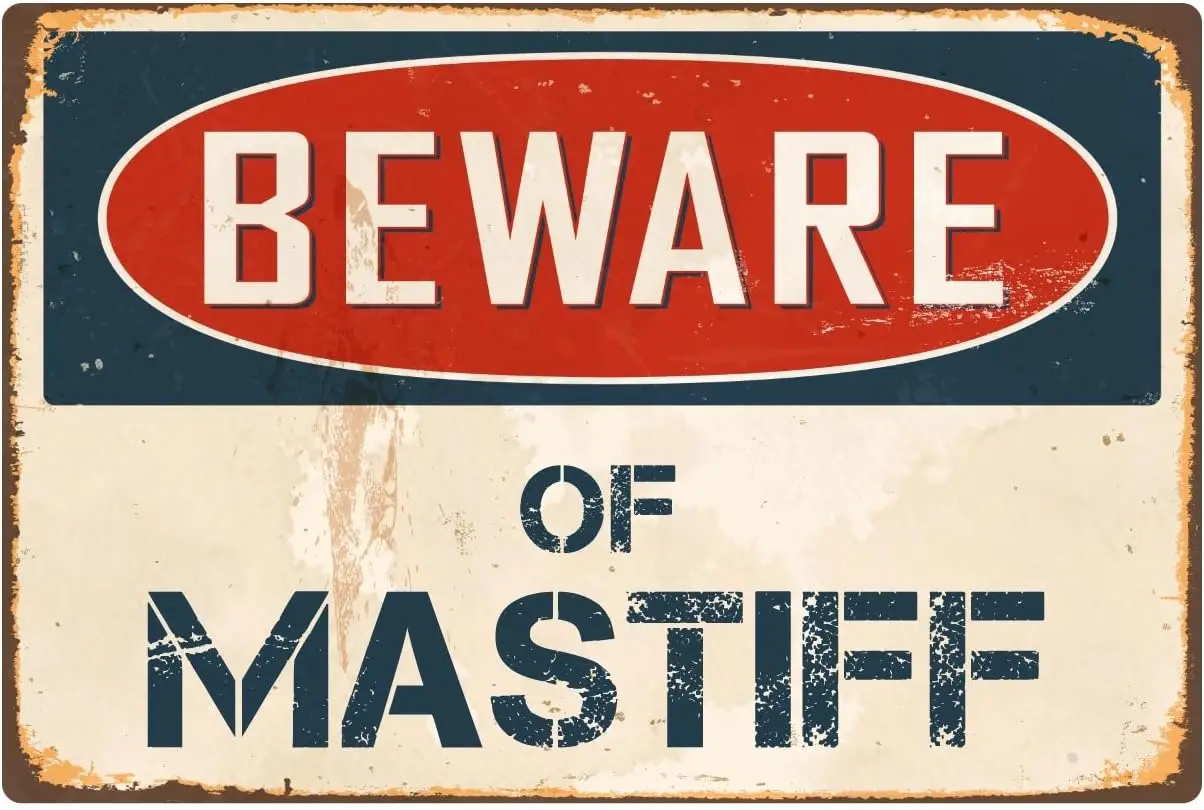 Beware Of Mastiff 1 8” x 12” Vintage Aluminum Retro Metal Sign VS272 sign