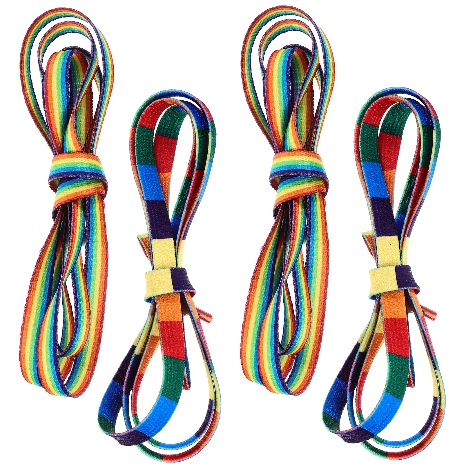 

4Pairs Rainbow Shoelaces Fashionable Sports Sneaker Laces Durable Flat Personalized Shoe Straps for Adults