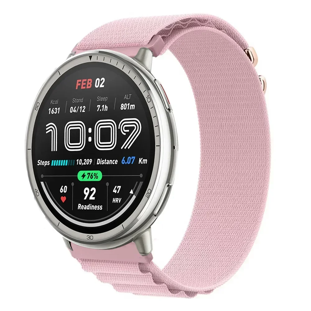 Alpineナイロンループストラップ 20mm 22mm Amazfit Bip 6 5 Active 2 GTS 4 Min Sportブレスレット Correa Amazfit GTR 4 3バランスリストバンド対応