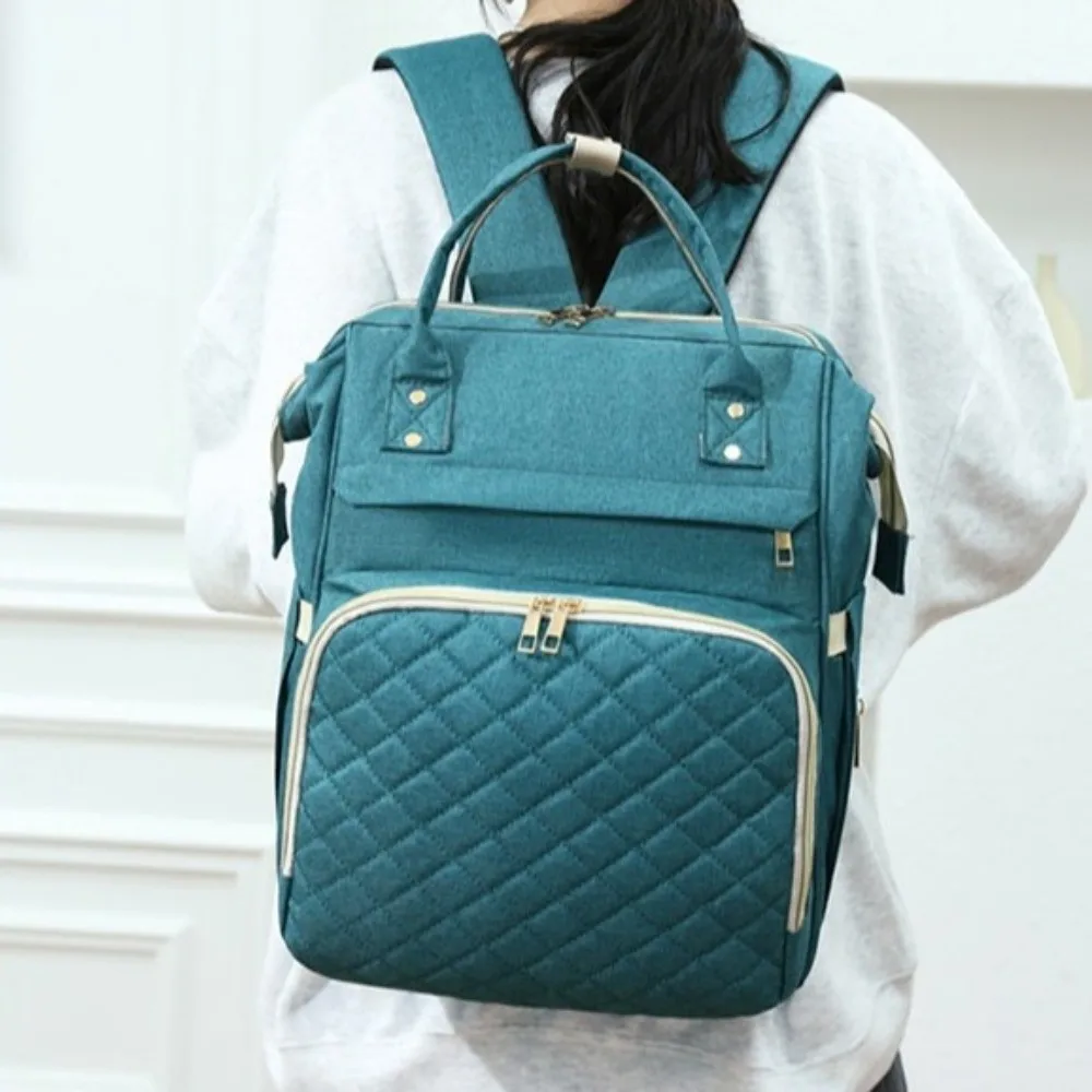 

Simple Nylon Mommy Bag Solid Color Multifunctional Diaper Backpack Insulated Pockets Hand-held Maternity Travel Bag Maternity
