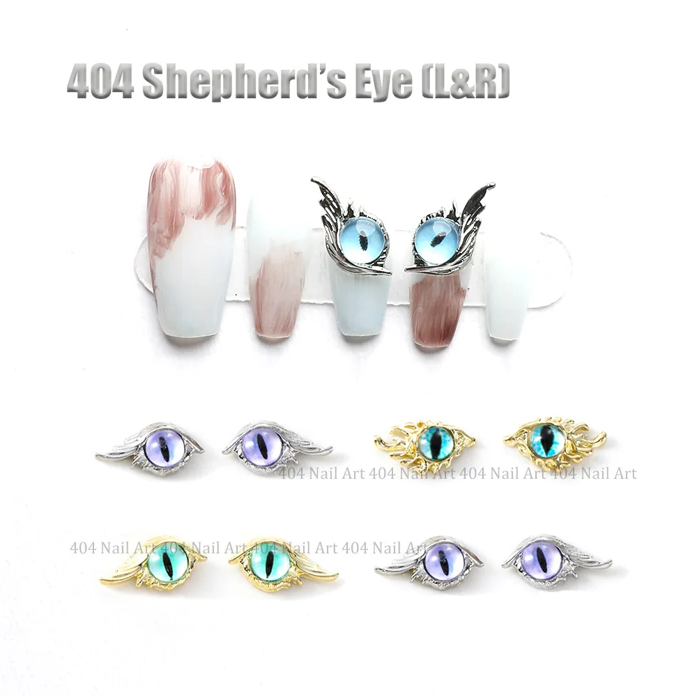 

2/5 Shepherd Eye Metal Nail Assort Left & Right Long Eyelash Demon Eye Design Charms Evil Snake Pupil Alloy Knickknacks 404Nails