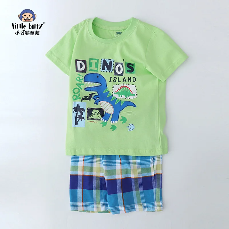 

Boy ShorttSuit2024New ChildrenTT-shirt Cute Fashion Dinosaur Printed Two-Piece Suit Summer Wear Fashion Children's Clothing