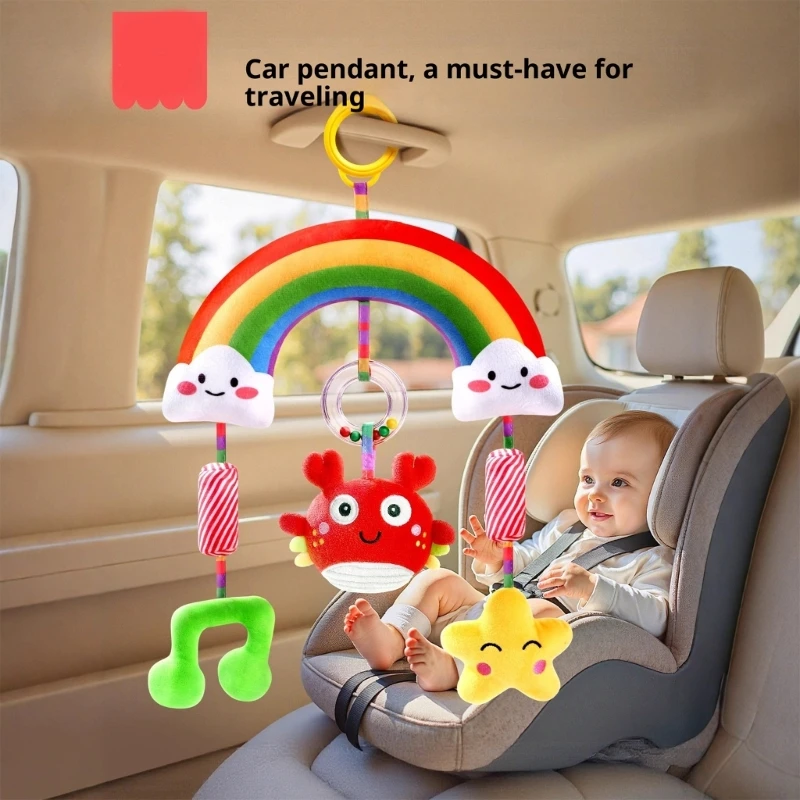 Culla mobile lenitiva arcobaleno sonaglio giocattolo accessori da appendere per seggiolino auto 15UB