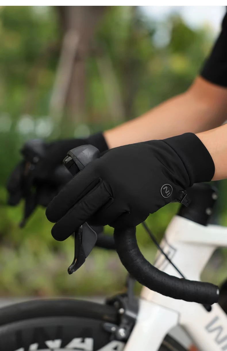 INBIKE Winddichte Fleece-Herren-Fahrradhandschuhe, warm, Vollfinger-Touchscreen, stoßdämpfend, rutschfest, lange Finger, Rennrad – Detail 11