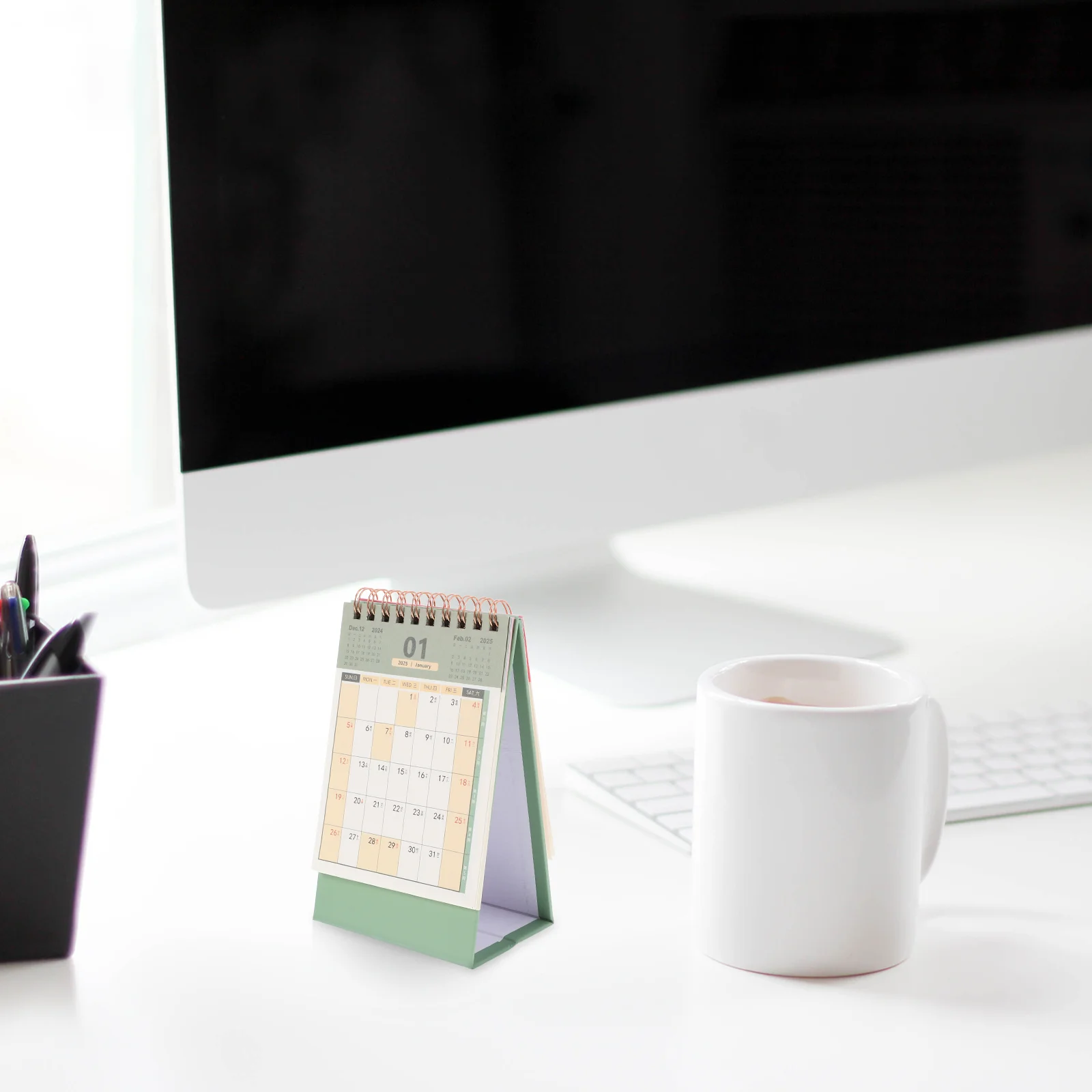 Desk Calendar Countdown Small Table Planner The Circle Desktop Standing Flip Green New Year Mini Baby
