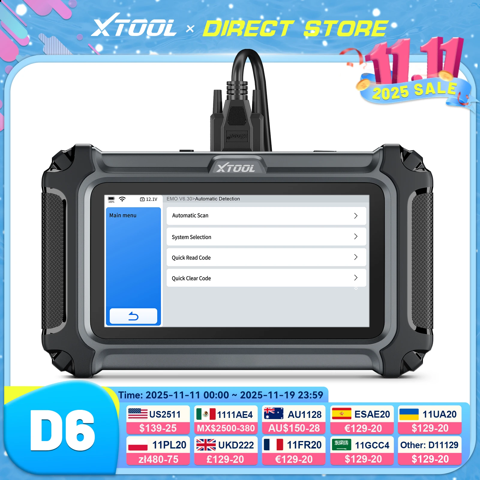 XTOOL D6 نظام كامل أداة تشخيص السيارات الماسح الضوئي للسيارات 15 إعادة تعيين الخدمات مدى الحياة تحديث مجاني FCA AutoAuth CAN FD PK D5 D5S