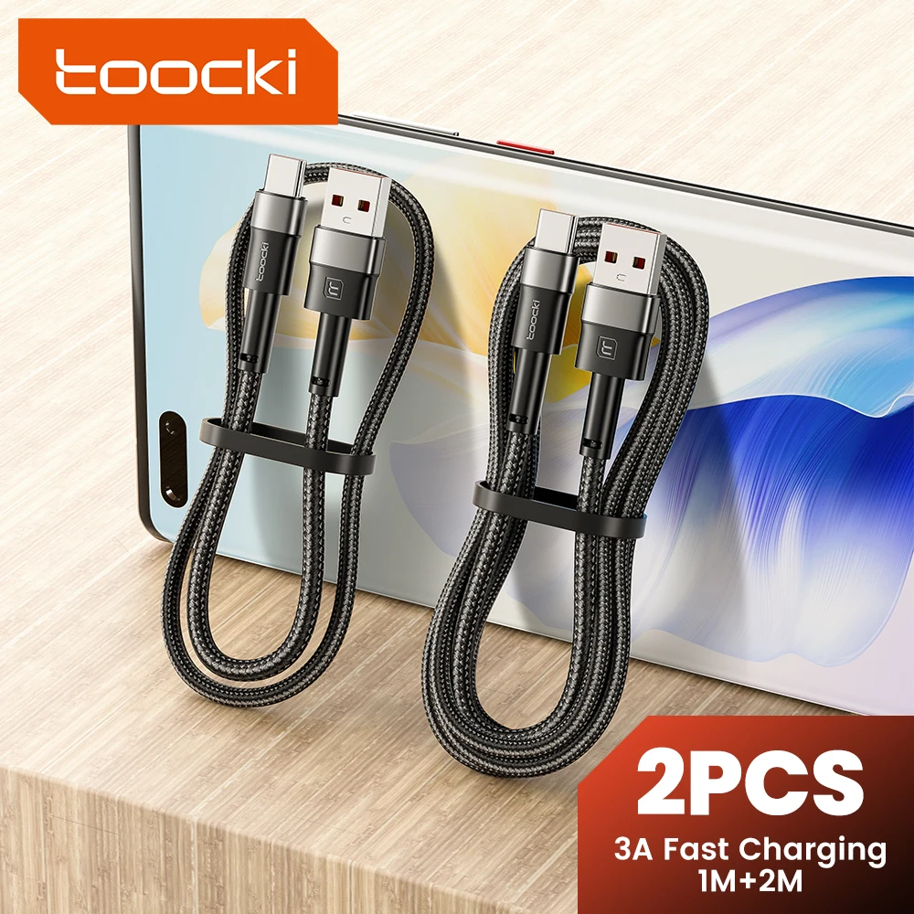 Toocki 2 SZTUK 3A Kabel USB typu C do Realme Xiaomi Samsung Przewód do szybkiego ładowania USB C Ładowarka Przewód do iPada Samsung Poco 1m 2m