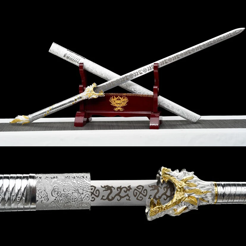 115cm Medieval fire scale sword Real Steel Kung Fu Real sword Japanese Ninja Evil Wolf battle ready sharp weapon katana