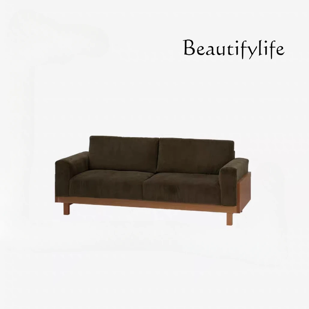 Italian Simple Living Room Fabric Solid Wood Straight Row Sofa Modern Removable and Washable Single Double Sofa