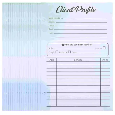 50 Pcs 고객 프로필 카드 안전 정보 카드 클라이언트 헤어 스타일리스트 및 지침