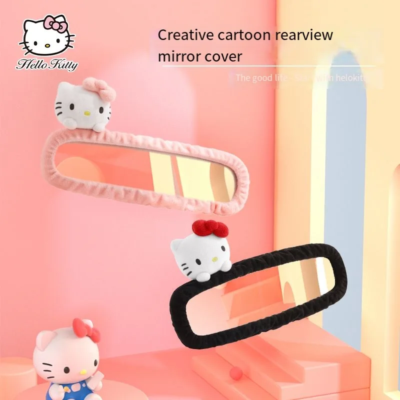 Sanrio Hello Kitty Kawaii Anime Car Rearview Mirror Cover Car Interior Decoration Nested Installation Creativity Gifts for Girls