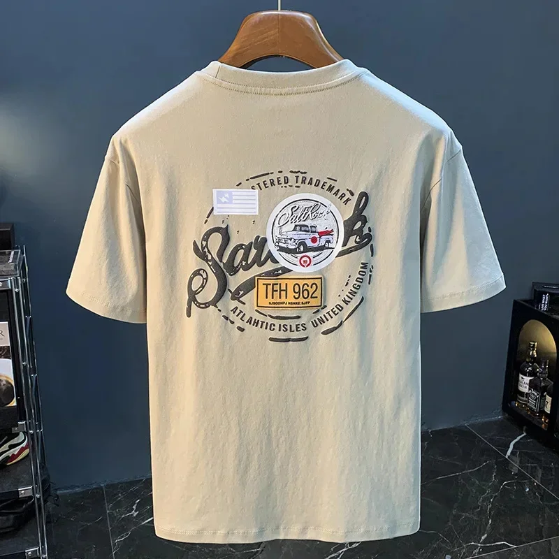 

Summer high-end short sleevetmen's T-shirt 2026 new fashionable printed loose fashion versatile stretch top