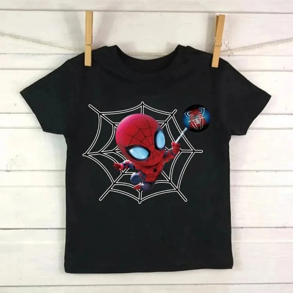 Cute Funny Cartoon Super Hero Spiderman T Shirt Children Kids Cotton T Shirts Boys Girls Baby Harajuku Graphic Short Sleeve Tops