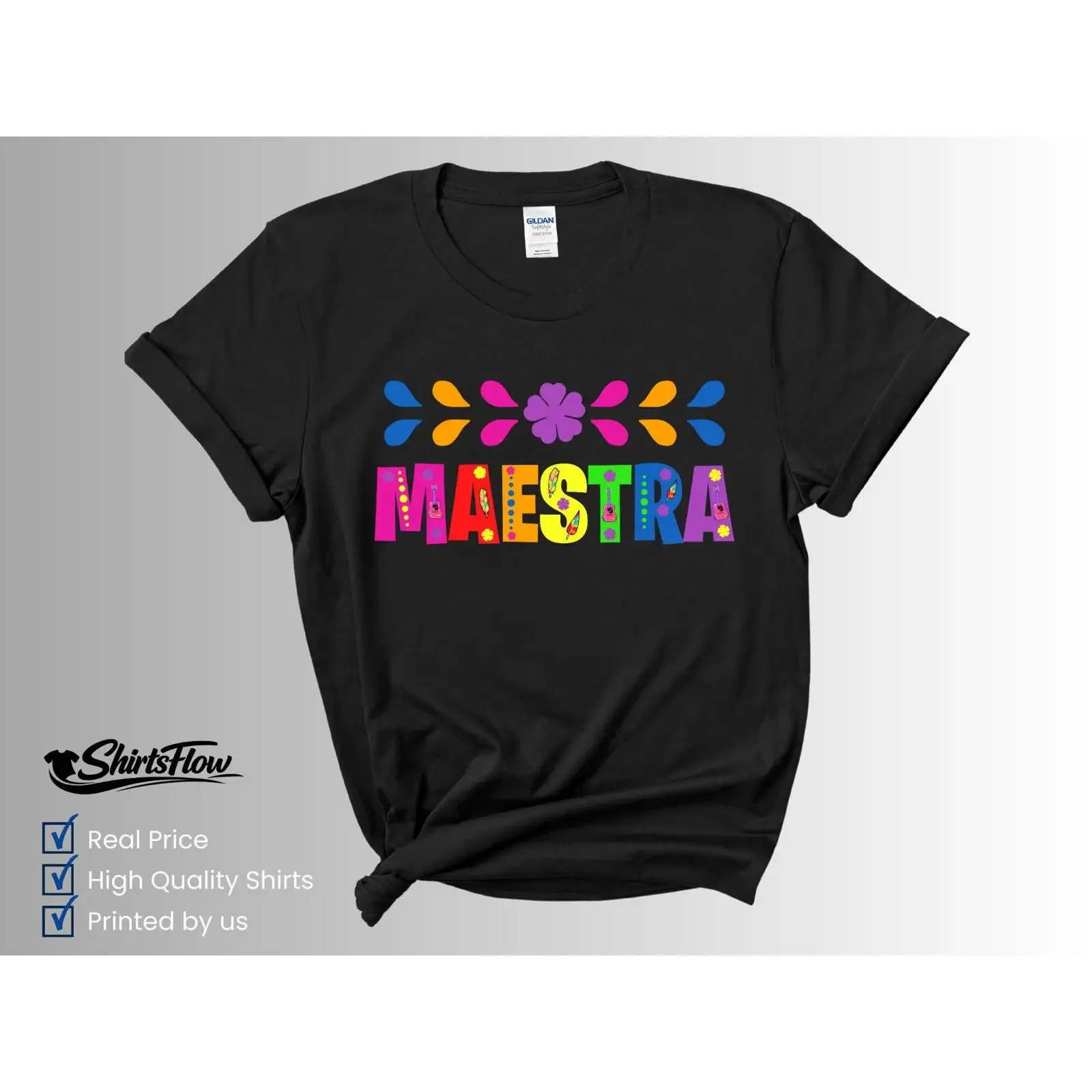Maestra T Shirt Spanish Teacher Bilingual Educator Back to School vintage Washed designer clothes Versatile Stretched fashion