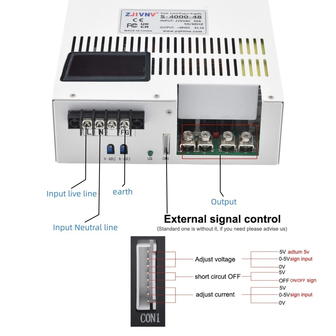 4000W 24/36/48/60/72/80/90/110/220v Output Current&Voltage Both Adjustable Switching Power Supply AC-DC Laboratory test Car 3D