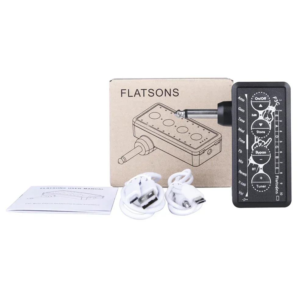 Flatsons F3C Guitar Bass Amplifier Mini Headphone Amp Speakers Headphone Stage Audio Tuner Plug Amp Guitar Accessories