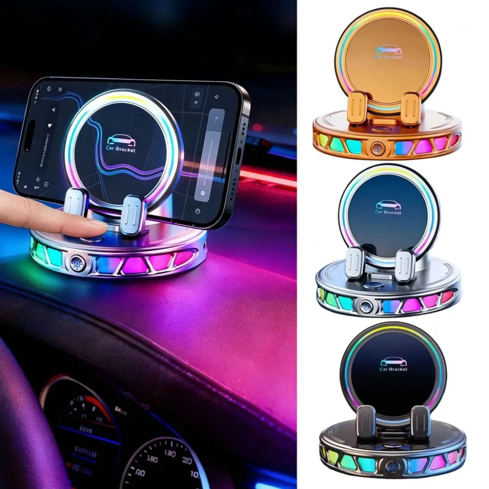 RGB Ambient Lightting Electric Car Mount 360° Rotation Vacuum Suction Cup Dashboard Suction Smart Bracket Wireless Charging