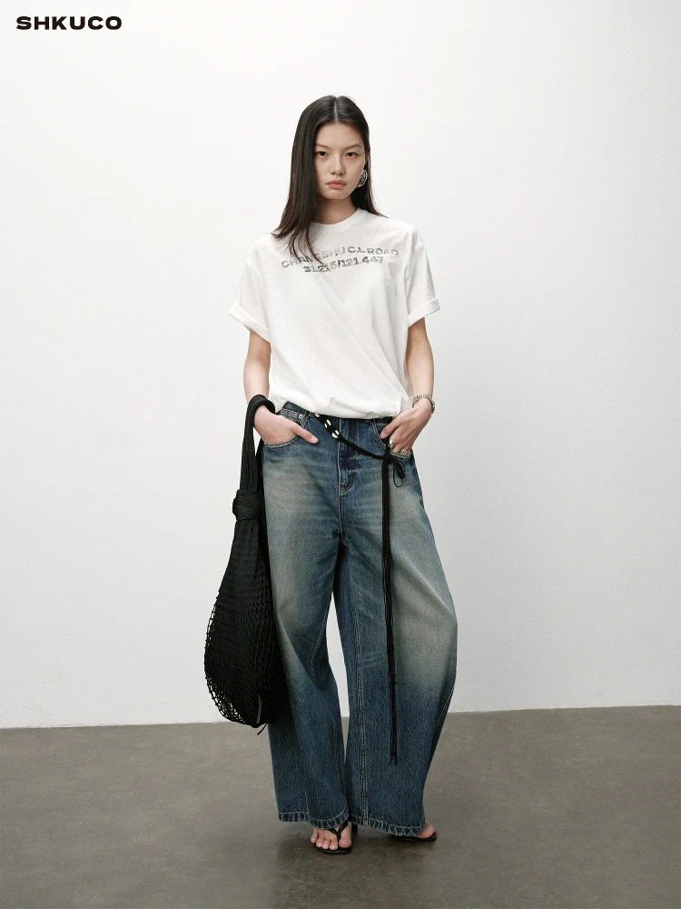 

Джинсы KUCO Comfortable Lazy Vintage: свободный крой, силуэт «банан», из денима, с низкой посадкой, на молнии, повседневные