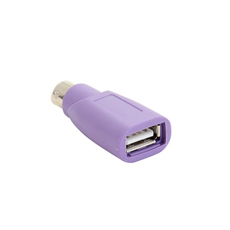 Purple PS2 Male To USB Female Conversion Plug PS2 Male Round Head Mouse Keyboard Interface Converter Adapter