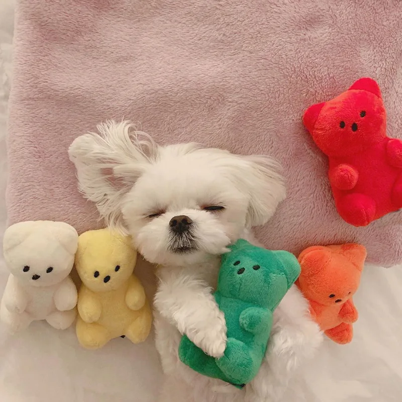 

Cute Small Dog Squeaky Toys for Small Dogs Puppy Bear Shaped Squeak Toy for Cat Dogs Pet Supplies Pomeranian Teddy Shih Tzu Pug