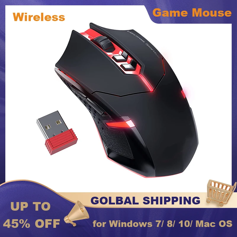 

Wireless Gaming Mouse PC Computer Mice with LED Backlit Ergonomic Silent Laptop Gamer Plug and Play for Windows 7/8/10 Mac OS