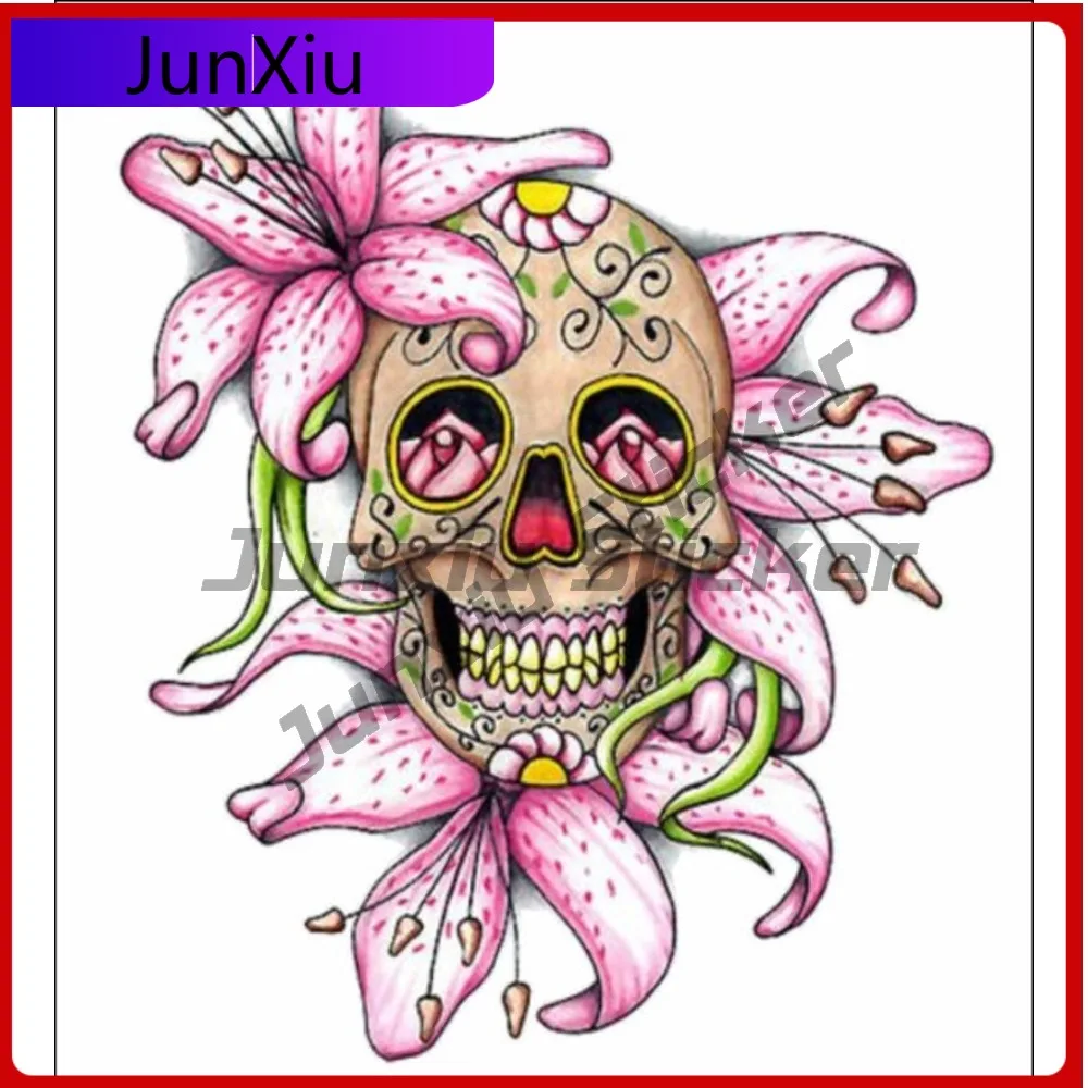 

Personality Sugar Skull Decal Accessories Scratch-proof Sunscreen Decoration Car Suv Bodywork Bumper Window Phone Trunk Bicycle
