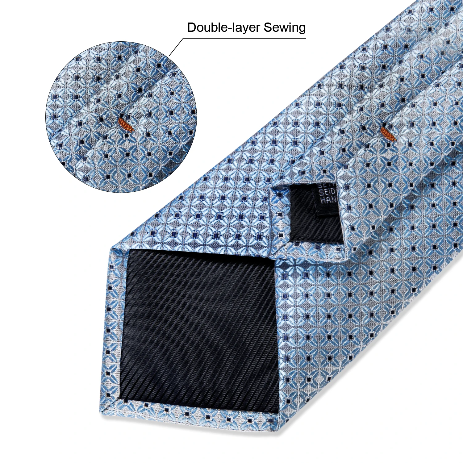 Luxury Blue Plaid Dot Silk Ties For Men Solid Wedding Accessories Neck Tie Handkerchief Cufflinks Set Gravatas Mens Gift DiBanGu