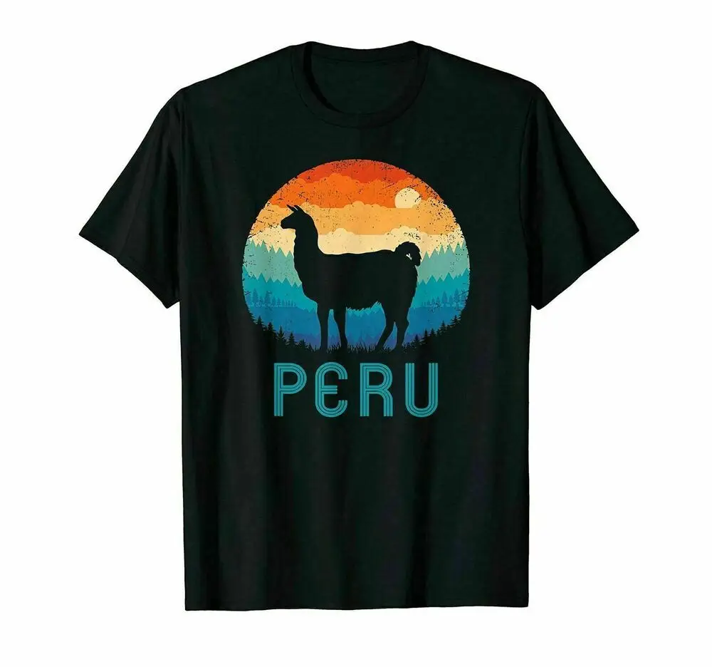 Llama Machu Picchu Peru Vintage Alpaca Nazca T-Shirt Funny Tee Gift Trend Y2K tops Unisex Summer Short Sleeve