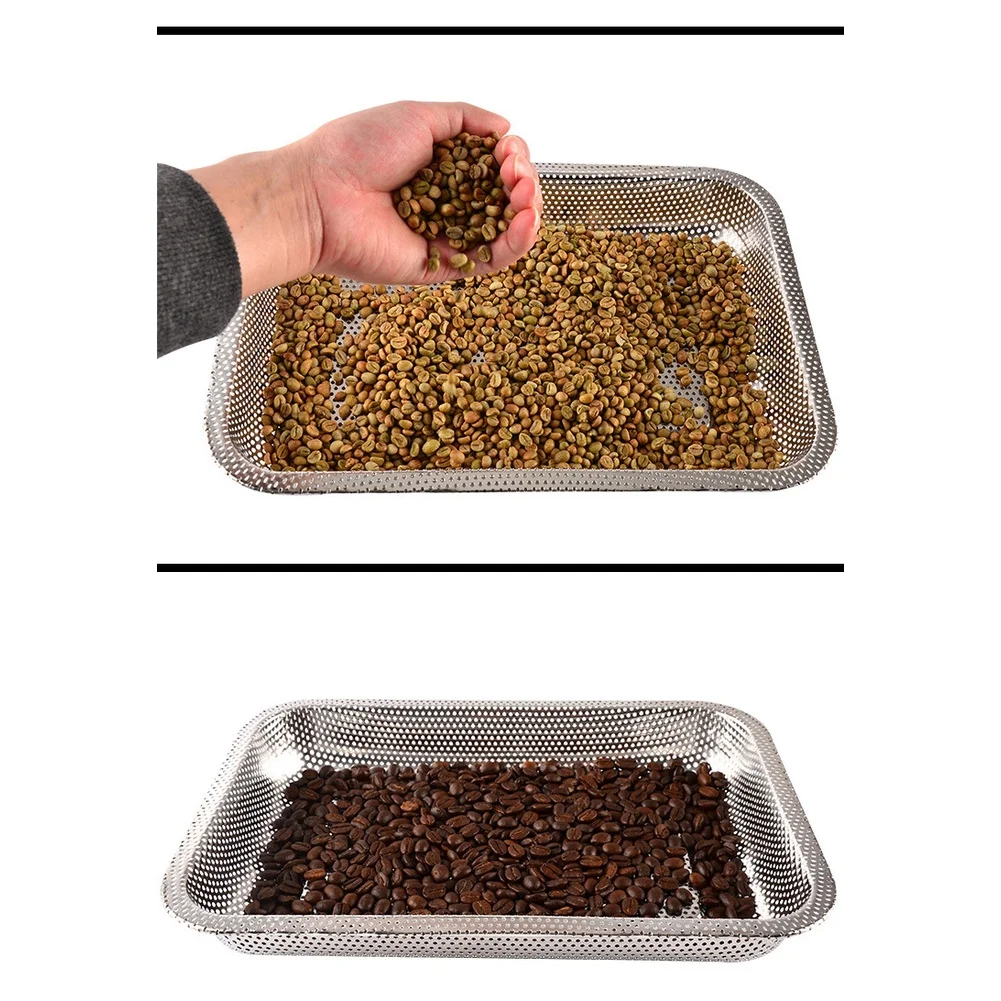 1 Piece Stainless Steel Coffee Roasting Cooling Tray Large Hole Square Filter Basket For Bean Sorting And Heat Dissipation Tool