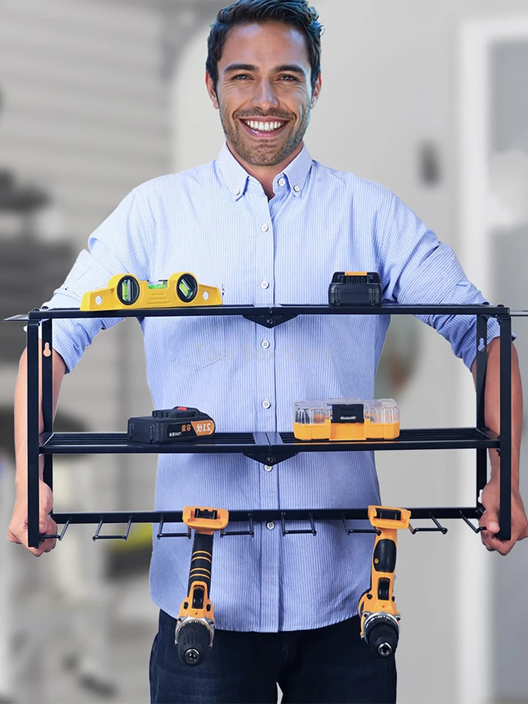 Hand Power Tool Organizer Rack Wall Mounted Rustproof Tool Cabinet Electric Drill Holders Heavy Duty For Workshop Garage