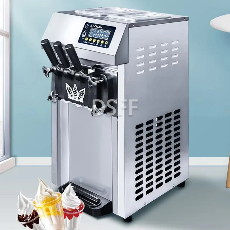 Newly Launched Fully Automatic Frozen Yogurt Machine, High-Quality Floor Standing Three Flavored Soft Ice Cream Vending Machine