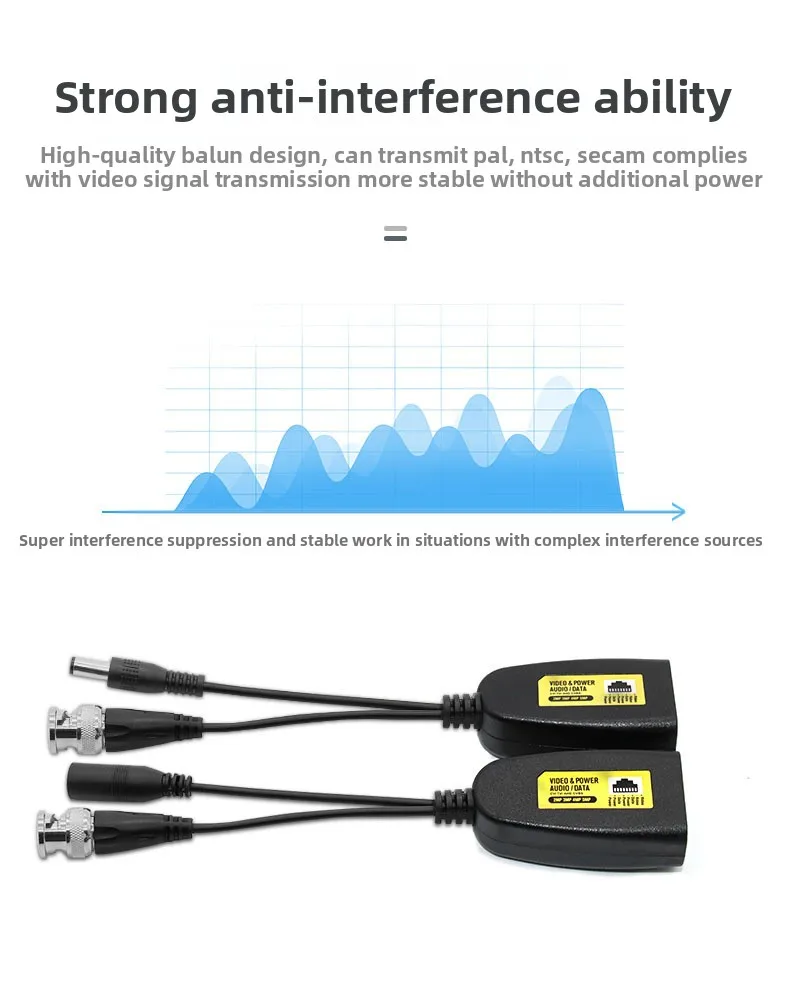 CCTV Security Camera Power Video Audio 2-in-1 Transmitter Coaxial HD Twisted Pair Anti Jammer Network Cable 5MP