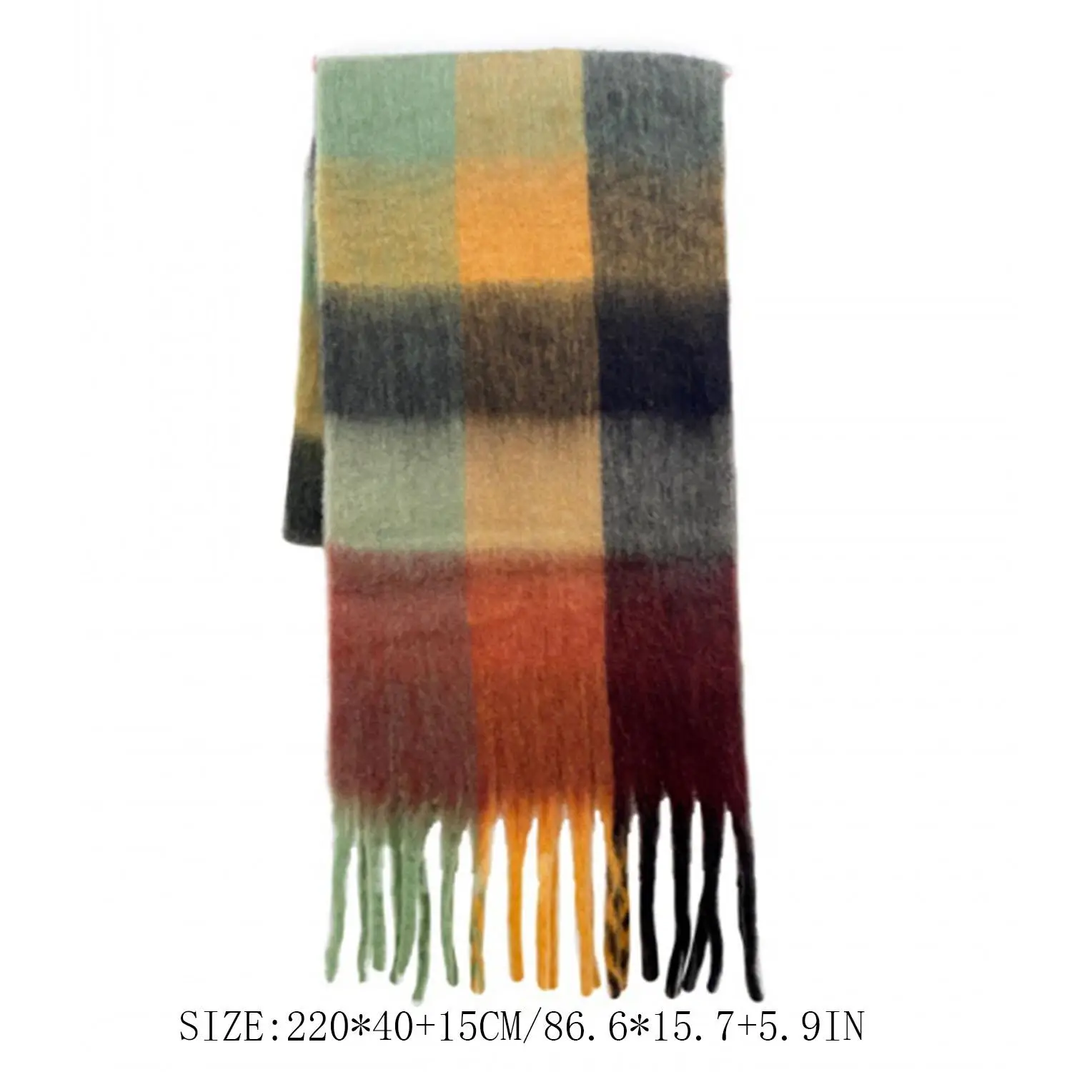 Winter Fashion Plaid Scarf Women Warm Cashmere Female Scarves Wraps Grid Style Tassels Shawl Long Rainbow Hairy Luxury Brand