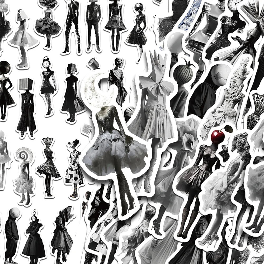 50 Stück minimalistische Surrealistische Fotografie-Aufkleber für Laptop, Sammelalbum, Koffer, Gitarre, DIY, Cartoon, ästhetische Aufkleber