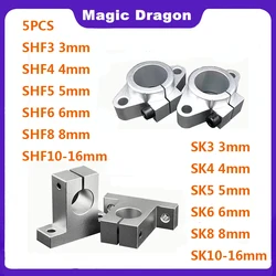 5PCS Boutique SHF3 SK3 4 5 6 8 10 12 13 16mm Linear Optical axis Light Rod Guide Rail Vertical bearing Fixed Seat Support Frame