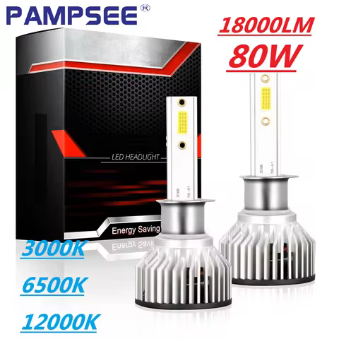 PAMPSEE H7 Led H4 H1 H11 H8 HB4 HB3 9005 9006 Lamp H4 Headlight Bulbs F2A Car Auto Fog lights 18000LM COB 12V 6000K 3000K12000K