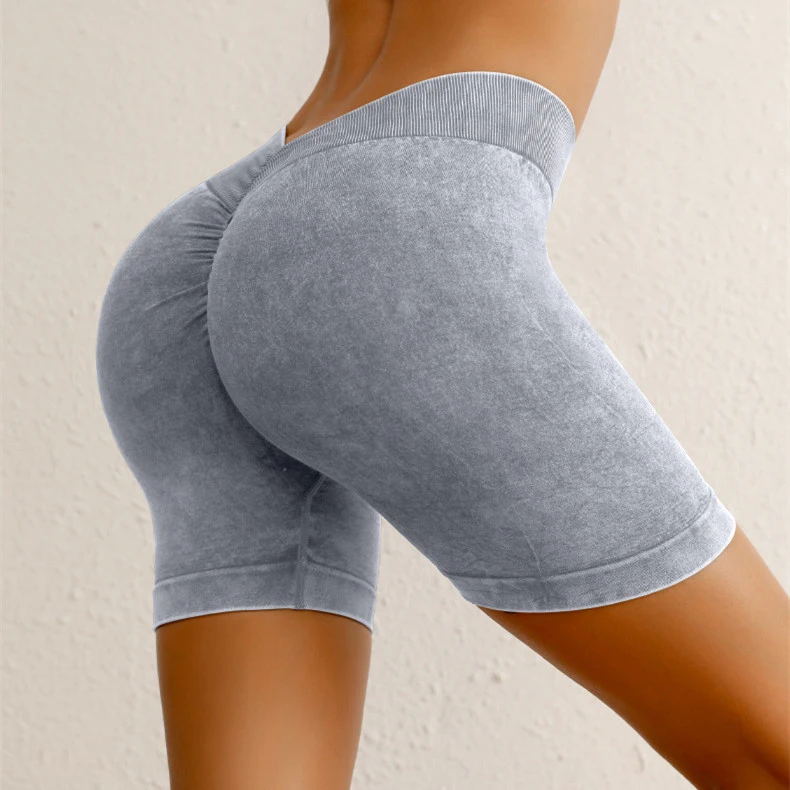Women Bum Low V-Back Scrunch Butt Leggings Acid Washing Women Seamless High Stretch Sports Yoga Pants Women Gym Cycling XP285