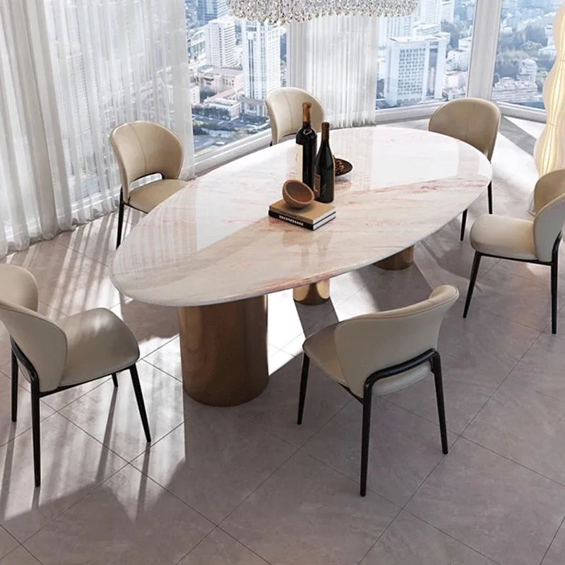 rc-Marble Luxury Dining Table Nordic Modern Lounge Designer Corner Reception Dining Table Center Restaurant Mesa Home Furniture-