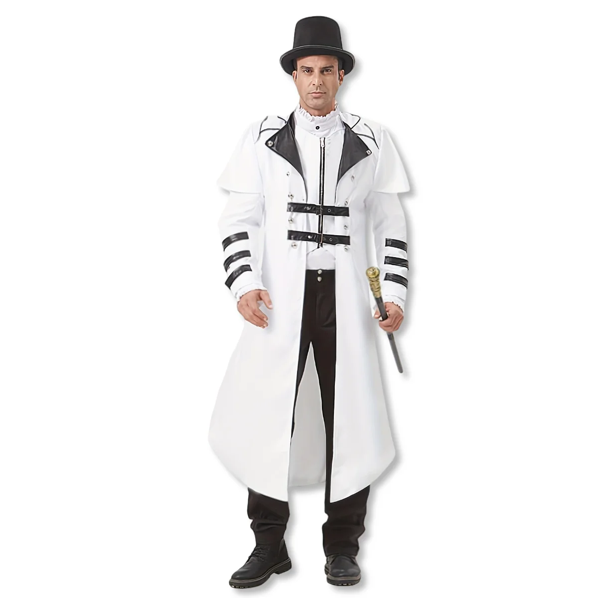 

Винтажный готический панк-костюм суда | Сценический наряд с длинными рукавами и молнией спереди, воротником-стойкой для Хэллоуина и тематических мероприятий