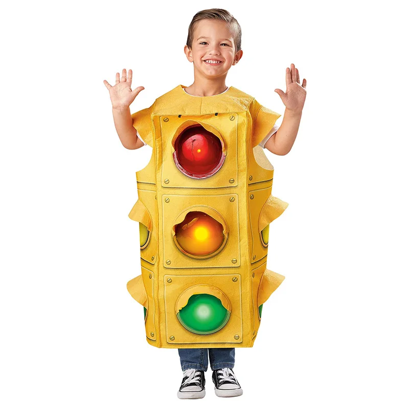 

2025 Girl Cute Traffic Signal Halloween Dress Up Boy Yellow Traffic Light Costume For Child