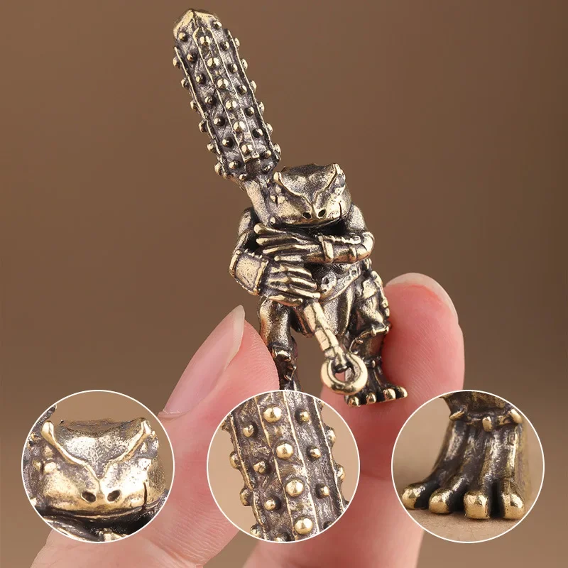 

Decoration Crafts Solid Brass Frog Warrior Statue Vintage Miniature Figurine Home Decor Tea Pet Desktop Ornament