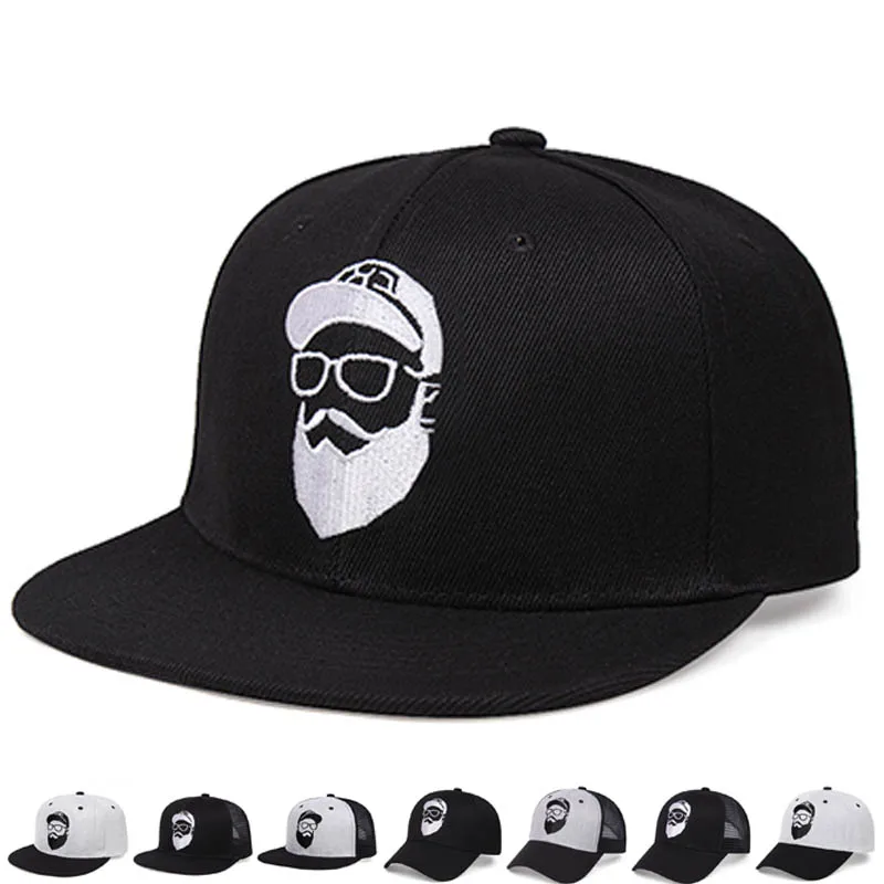 New beard old man embroidered baseball cap men and women fashion summer mesh hat casual adjustable street hip hop flat brim cap