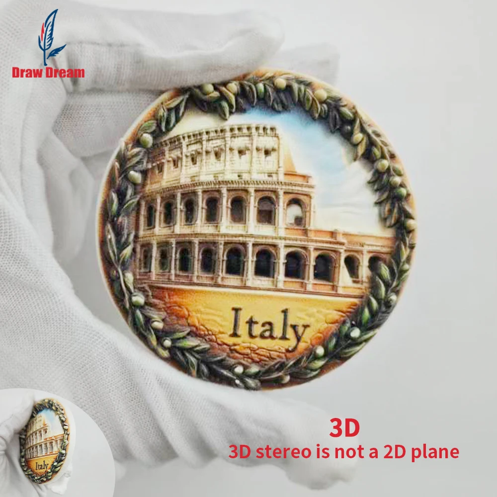 1 Stück Italienischer Kreativer 3D-geprägter Kühlschrankmagnet, Weltreise-Souvenir-Kollektion, Geeignet für Heim- und Bürodekoration, Personalisierter Exklusiver Reise-Souvenir-Magnet, Heimdekoration,