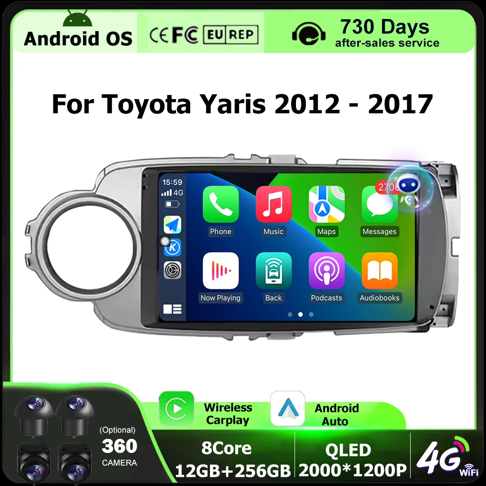 

Wireless Carplay For Toyota Yaris 2012 2013 2014 - 2017 Android Auto Car Radio Multimedia Video Player GPS Navigation Stereo DSP