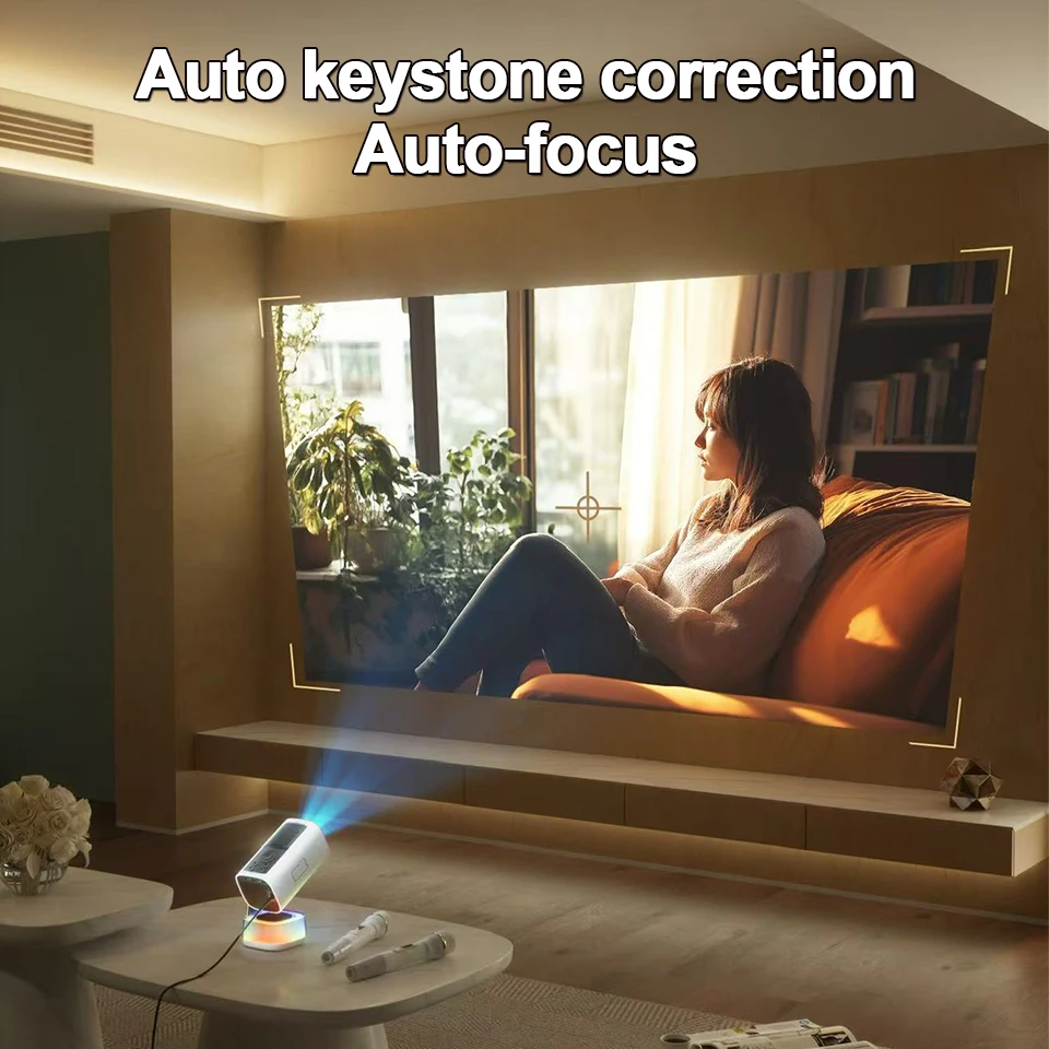 Ourdoor Mini Smart Projector Portable 1080P Resolution Android 13 Smart Home Theater Rechargeable WiFi6 8000Lumen Proyector Gift